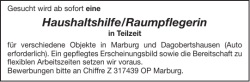 Haushaltshilfe/Raumpflegerin - Ansage Zukunft