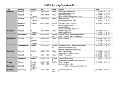 BISSV Activity Overview 2016