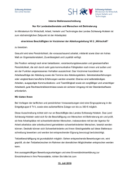 Interne Stellenausschreibung Nur f&uuml;r Landesbedienstete und