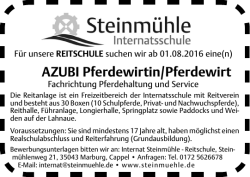 AZUBI Pferdewirtin/Pferdewirt - Ansage Zukunft