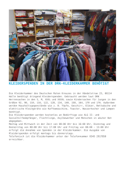 Kleiderspenden in der DRK-Kleiderkammer benötigt