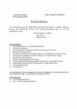 Einladung zur Sitzung der Gemeindevertretung