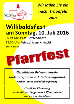 Willibaldsfest am Sonntag, 10. Juli 2016