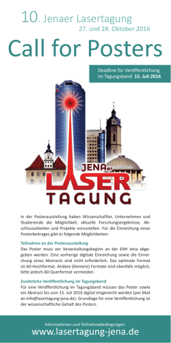 Call for Posters - Lasertagung Jena