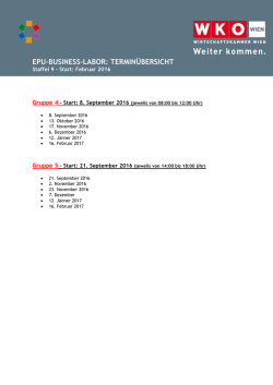 Gruppen und Termine f&uuml;r das EPU-Business-Labor 2016