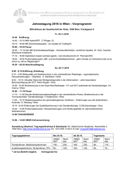 Jahrestagung 2016 in Wien - Vorprogramm