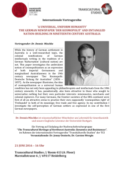 Internationale Vortragsreihe `A UNIVERSAL, UNIFORM HUMANITY