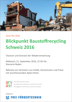 Blickpunkt Baustoff recycling Schweiz 2016