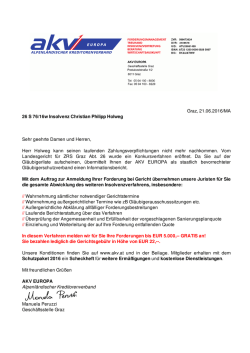 Graz, 21.06.2016/MA 26 S 76/16w Insolvenz Christian Philipp