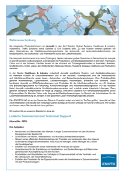 Leiter/in Commercial and Technical Support