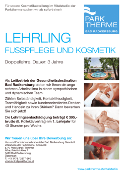 Inserat Lehrling Kosmetik-Fusspflege