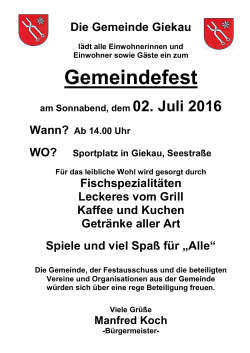 Einladung Gemeindefest 2016