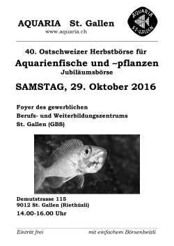 Aquarienfische und –pflanzen SAMSTAG, 29. Oktober 2016