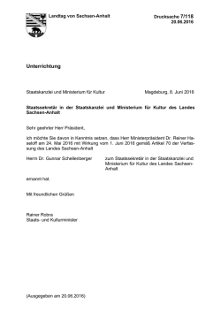 Staatssekretär in der Staatskanzlei und Ministerium für Kultur des
