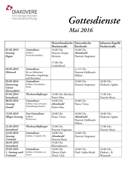 Gottesdienste Juni 2016