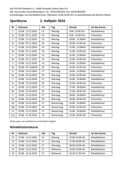 Sportkurse - SSV PCK 90 Schwedt eV