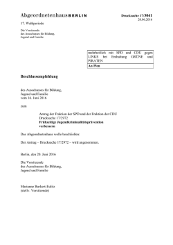 Dringliche Beschlussempfehlung