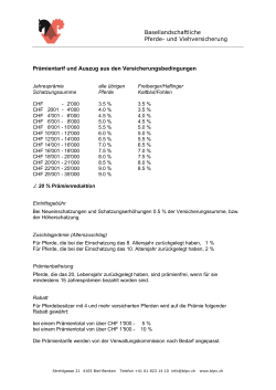 Basellandschaftliche Pferde- und Viehversicherung Prämientarif
