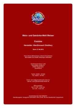 Preisliste für Hersteller: GlenDronach Distillery - und Getränke