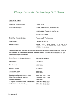 Terminplan 2016 - KGV SACHSENBURG I eV Borna