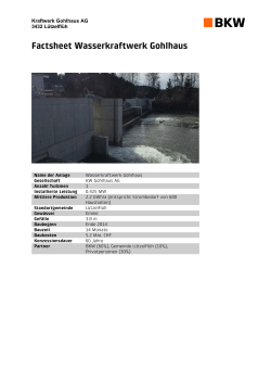 Factsheet Wasserkraftwerk Gohlhaus