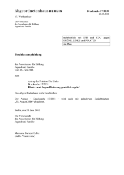 Dringliche Beschlussempfehlung