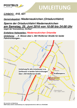 Linien 410,421 Verkehrsinfo ÖBB-Postbus Sperre Ortsdurchfahrt