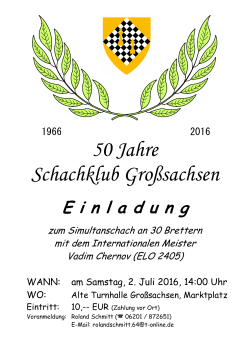50 Jahre Schachklub Großsachsen E inladung