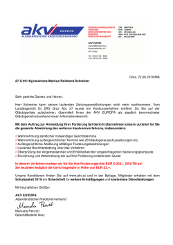 Graz, 22.06.2016/MA 27 S 49/16g Insolvenz Markus Reinhard
