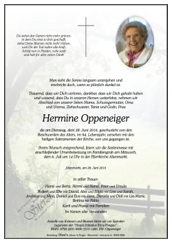 Hermine Oppeneiger - Bestattung Sterzl