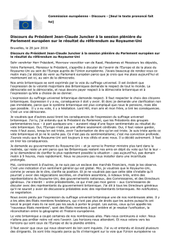 Discours du Pr&eacute;sident Jean-Claude Juncker &agrave; la session pl&eacute;ni&egrave;re