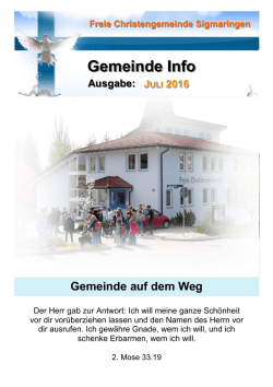 Juli 2016 - Freie Christengemeinde Sigmaringen