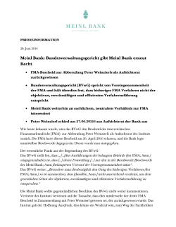 Meinl Bank: Bundesverwaltungsgericht gibt Meinl Bank erneut Recht