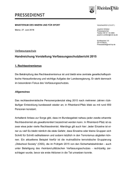 Handreichung Vorstellung Verfassungsschutzbericht 2015