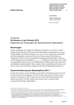 Die Banken in der Schweiz 2015