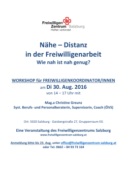 Einladung Treffen FWK - Freiwilligenzentrum Salzburg