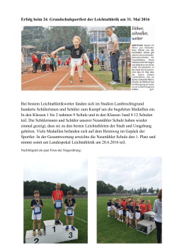 Erfolg beim 24. Grundschulsportfest der Leichtathletik am 31. Mai