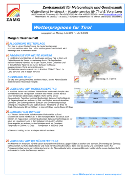 Wetterprognose für Tirol