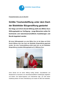 Gr&ouml;&szlig;te Treuhandstiftung unter dem Dach der Bielefelder