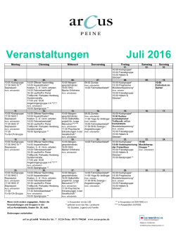Veranstaltungen Juli 2016