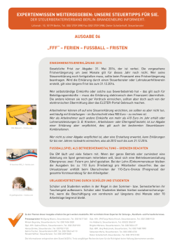 FFF - Ferien - Fu&szlig;ball - Fristen - Steuerberaterverband Berlin