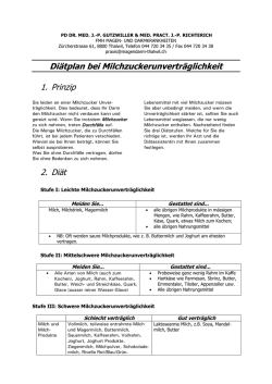 Diätplan Milchzucker