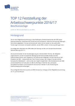 TOP 12 Feststellung der Arbeitsschwerpunkte 2016/17