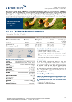 4% p.a. CHF Barrier Reverse Convertible Novartis, Roche, Zurich