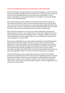 Interview mit Sozialforscher Ingo Leven im Rahmen der 17. Shell
