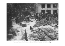 Hochwasser-Katastrophe: M&uuml;hlebach am 22. Juni 1926 beim Haus