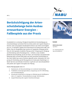 Ber&uuml;cksichtigung der Artenschutzbelange beim Ausbau