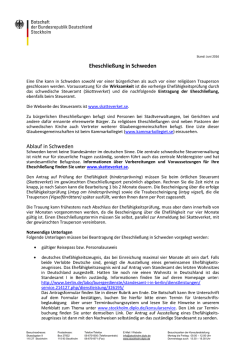 Eheschlie&szlig;ung in Schweden - Deutsche Botschaft Stockholm