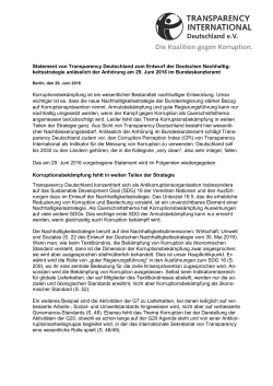 Zum Statement - Transparency International