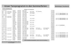 Unser Tanzprogramm in den Sommerferien